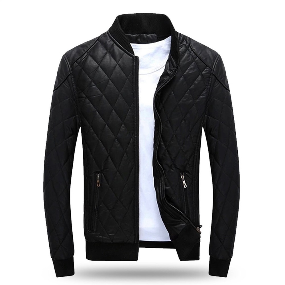 Downtown LA Faux Leather Bomber Jacket  NEW